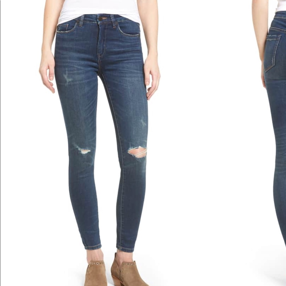 BLANKNYC Ripped Mid Rise Skinny Ankle Jeans